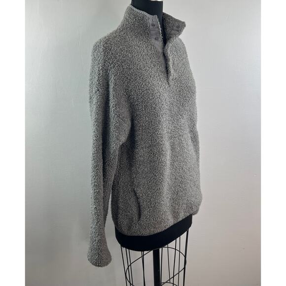 SKIMS Gray Sweatshirt Fuzzy Sherpa Collared Snap-Button Size S/M Small/Medium - Picture 4 of 8